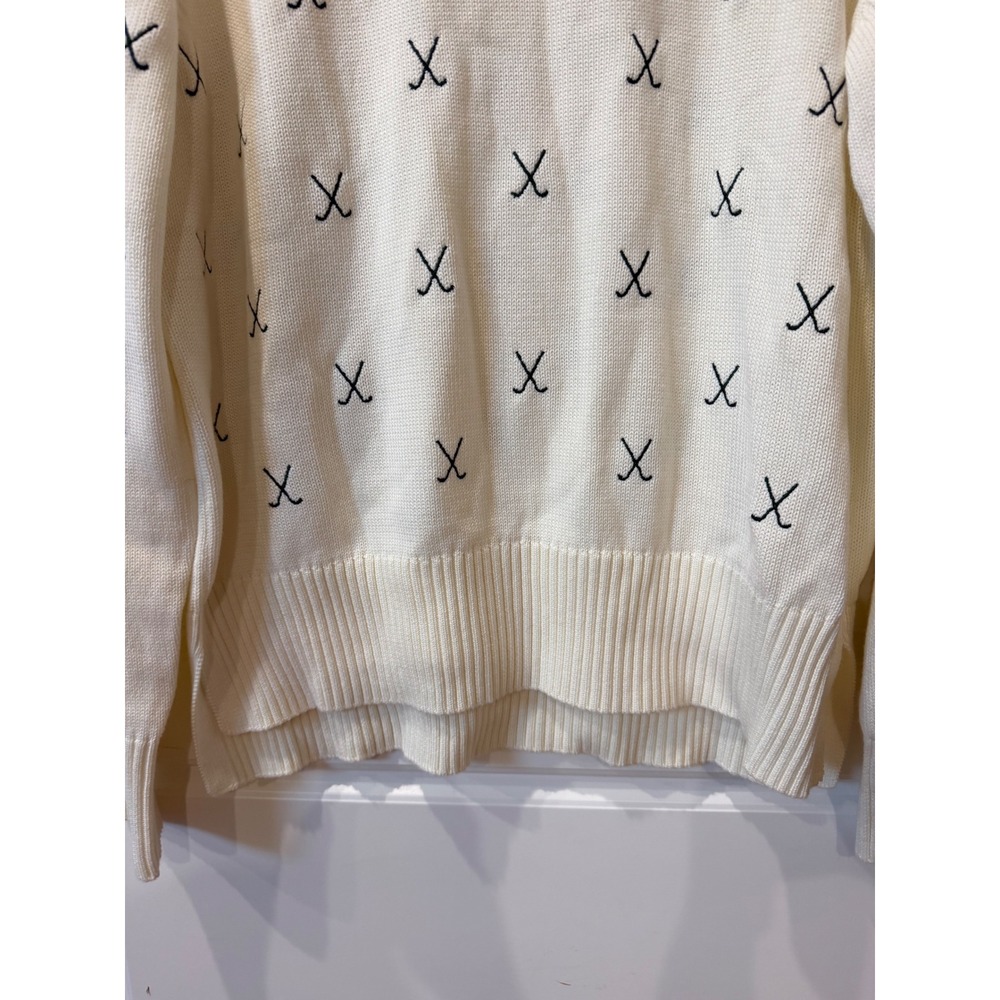 Renwick Ivory Allover Clubs Sweater Golf Embroidered XL New Preppy Country Club - Picture 5 of 9